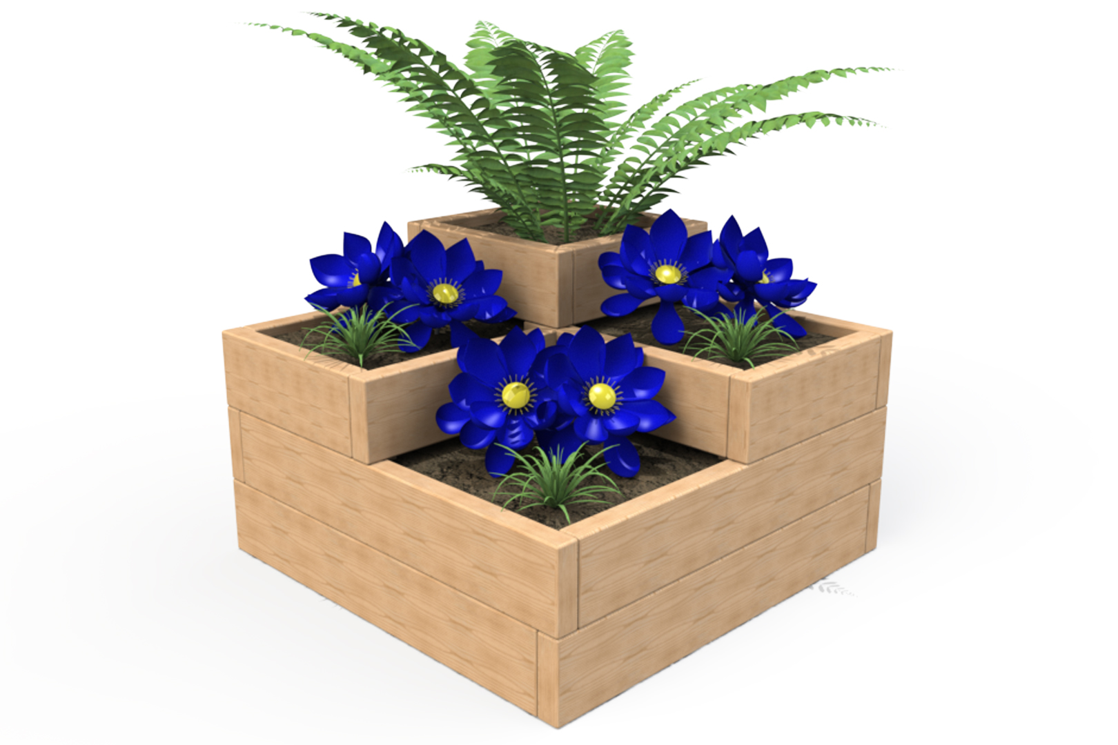 0.9m Raised Tiered Timber Bed